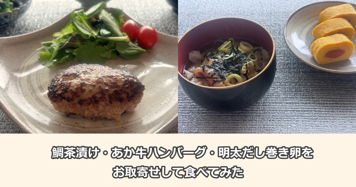 九州お取り寄せ本舗であか牛ハンバーグ・鯛茶漬けをお取り寄せしてみた